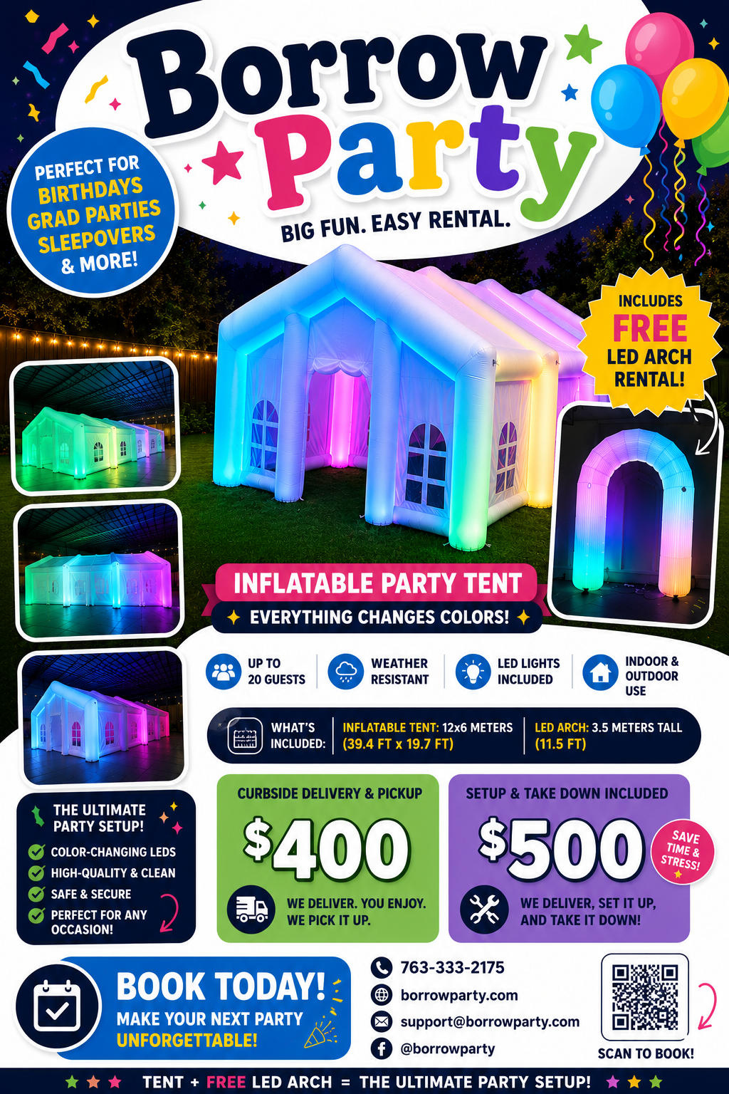 BorrowParty Inflatable Party Tent Flyer